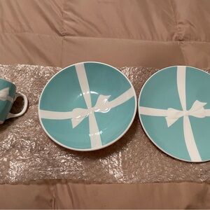Brand new Tiffany & Co. Blue Bow Baby Bone China Gift set. Box not available.